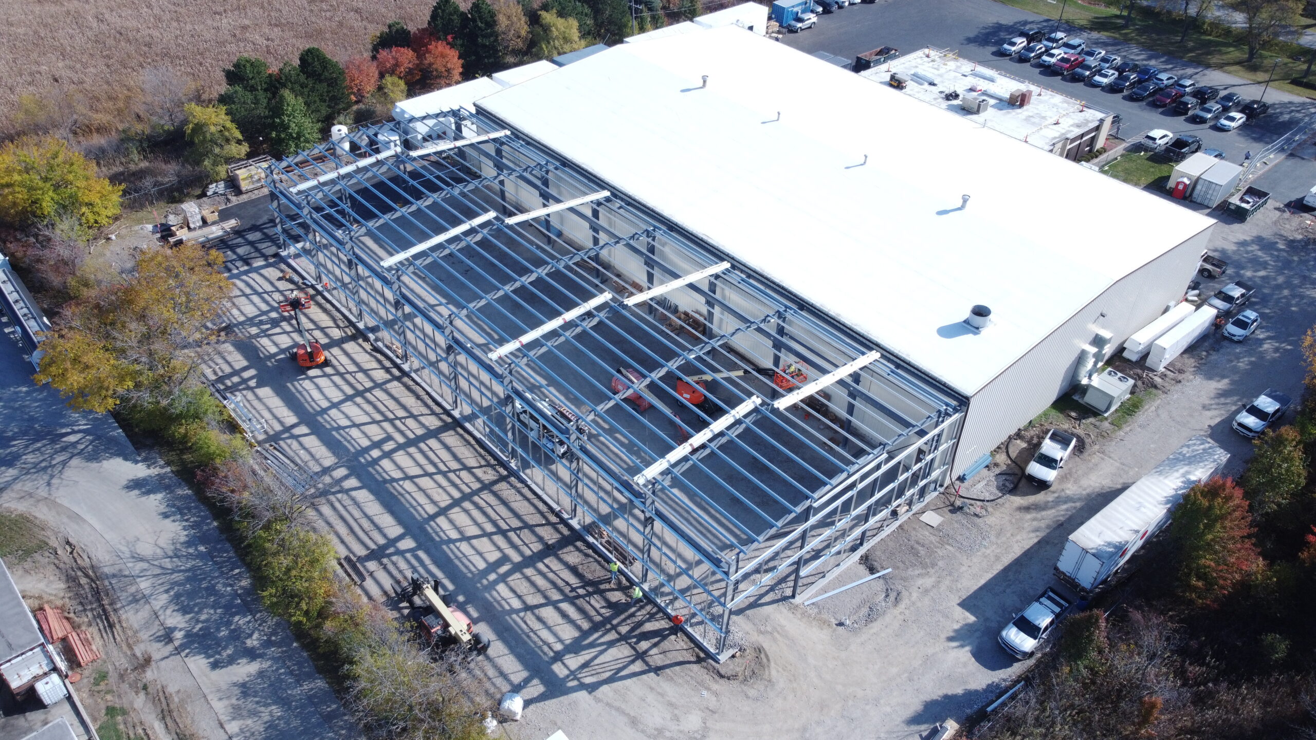 AmeriChem Systems facility expansion North end of the building arial view